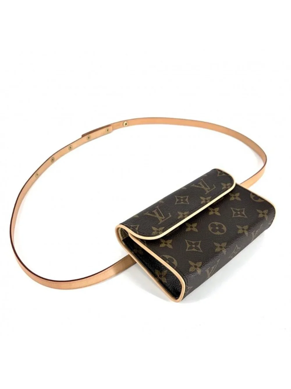 Louis Vuitton Waist Bag Monogram Pochette Florentine Pouch Brown Gold